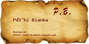 Páhi Bianka névjegykártya